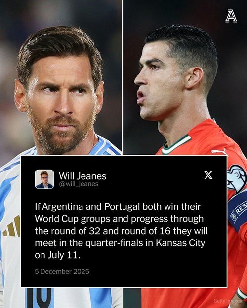 阿根廷葡萄牙若小组头名出线，<a href=/qiuxinguankan/zuqiumianfei/119.html target=_blank class=infotextkey>梅西</a>C罗1/4决赛将提前相遇